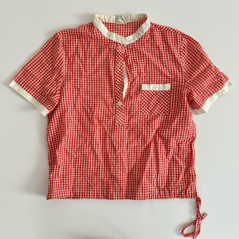 1970s Vintage Red Gingham Shirt